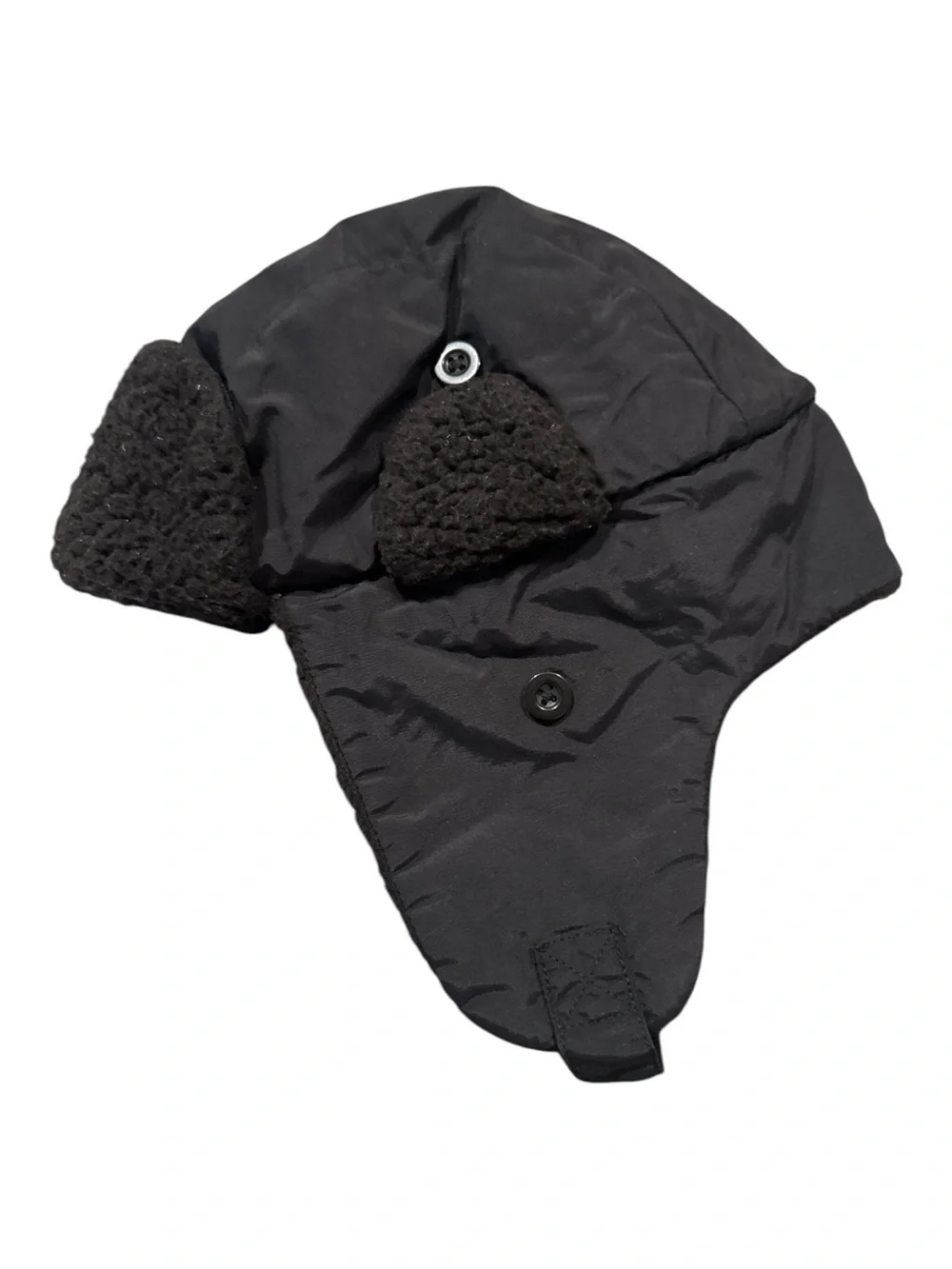 GAP Toddler Boys Kids Snow Trapper Black Winter Hat Faux Fur Ear Flap Cozy S/M‎